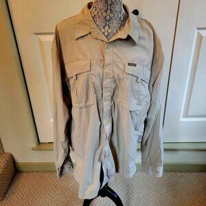 Columbia XXL Tan Silver Ridge Long Sleeve Shirt Omni Shade Trail Travel